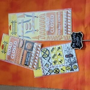 Reminisce Road Signs Dimensional Sticker 3 Sets New Orange Black